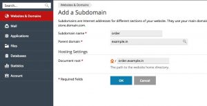 add subdomain plesk